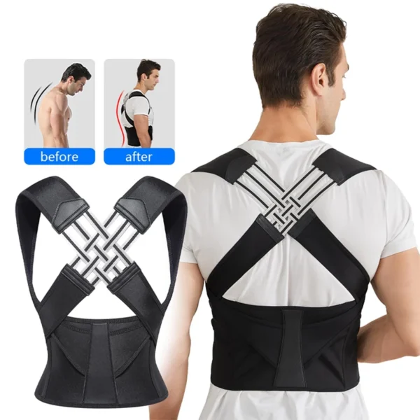 Corrector de postura de espalda transpirable para hombre o mujer, cinturón de soporte ajustable para hombres mujeres y niños
